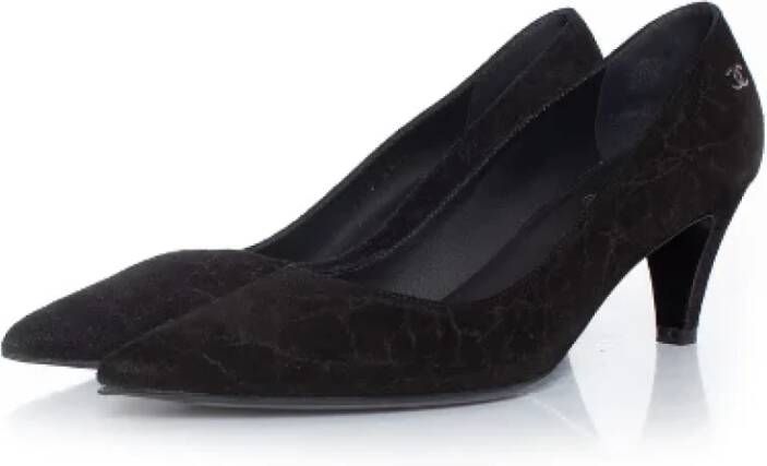 Chanel Vintage Pre-owned Suede heels Black Dames