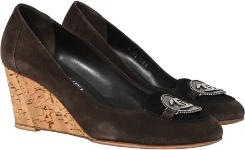 Chanel Vintage Pre-owned Suede heels Brown Dames