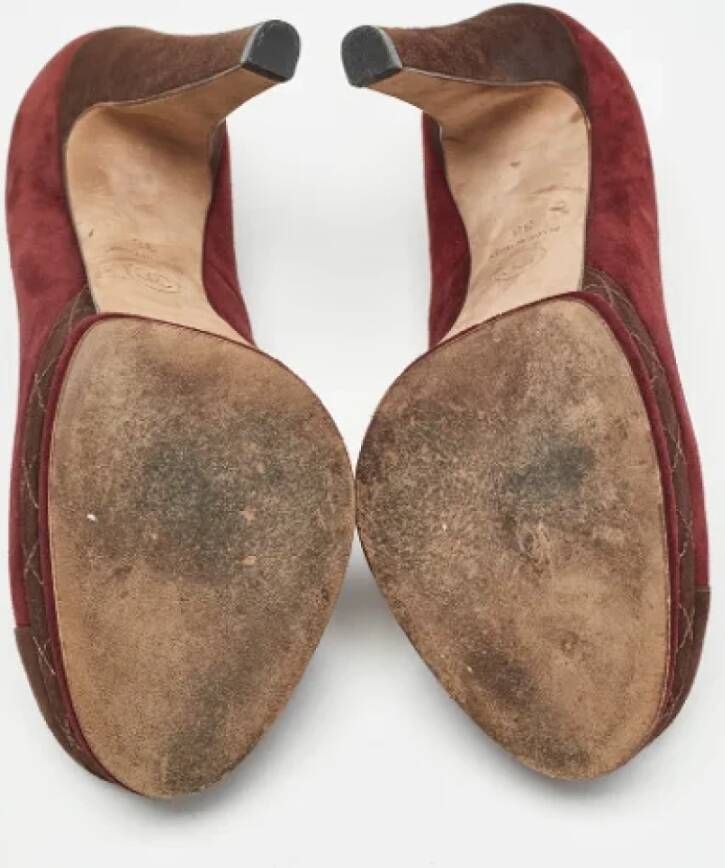 Chanel Vintage Pre-owned Suede heels Red Dames