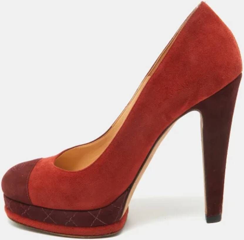 Chanel Vintage Pre-owned Suede heels Red Dames