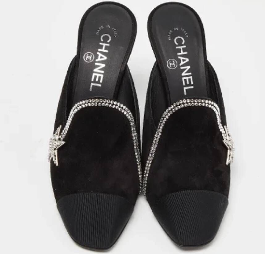Chanel Vintage Pre-owned Suede mules Black Dames