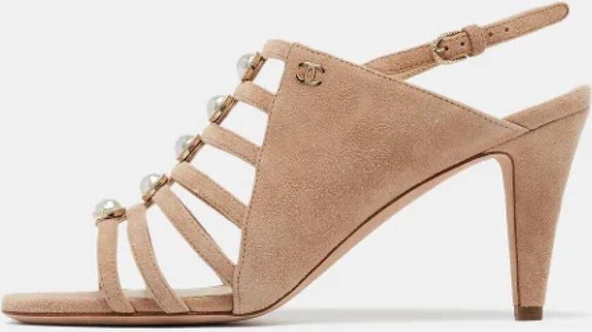 Chanel Vintage Pre-owned Suede sandals Beige Dames