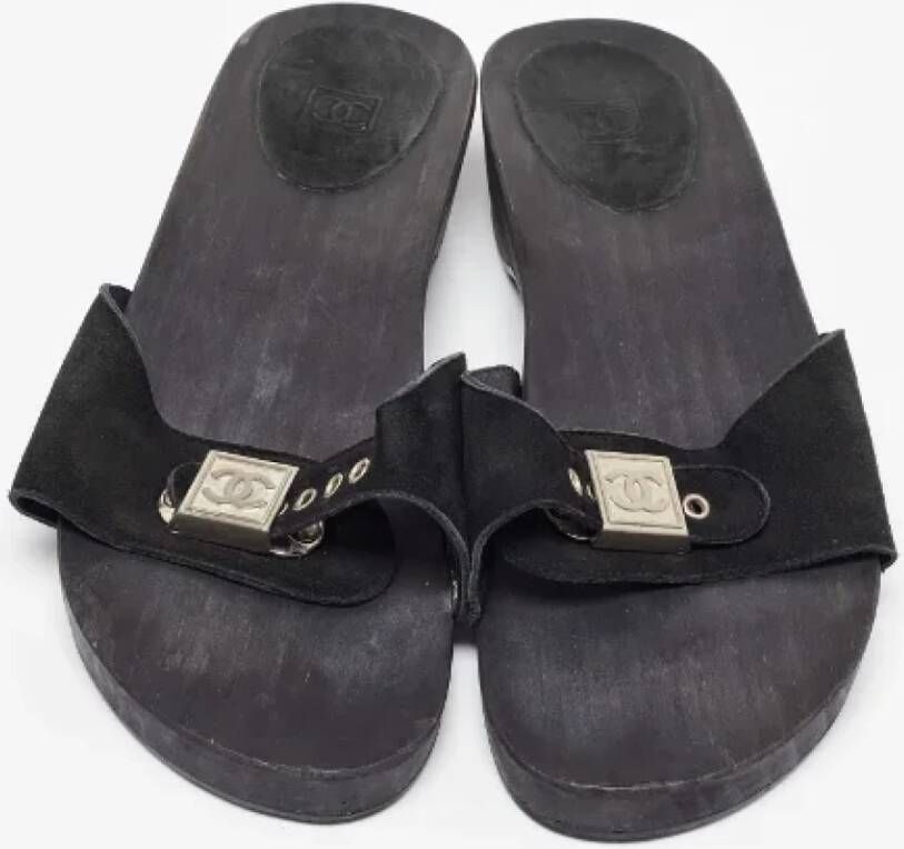 Chanel Vintage Pre-owned Suede sandals Black Dames