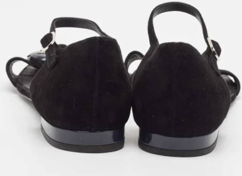Chanel Vintage Pre-owned Suede sandals Black Dames