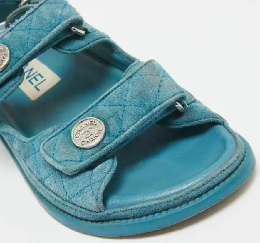 Chanel Vintage Pre-owned Suede sandals Blue Dames