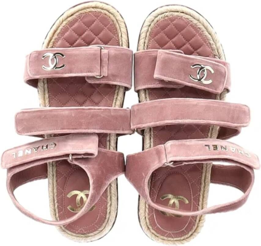 Chanel Vintage Pre-owned Velvet sandals Pink Dames