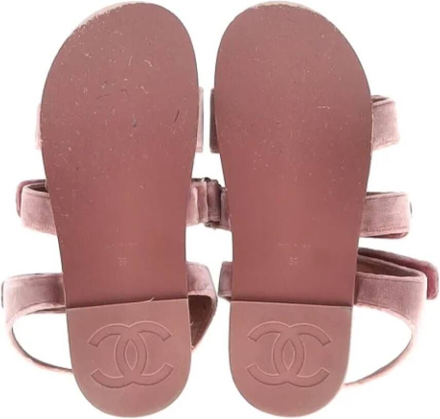 Chanel Vintage Pre-owned Velvet sandals Pink Dames