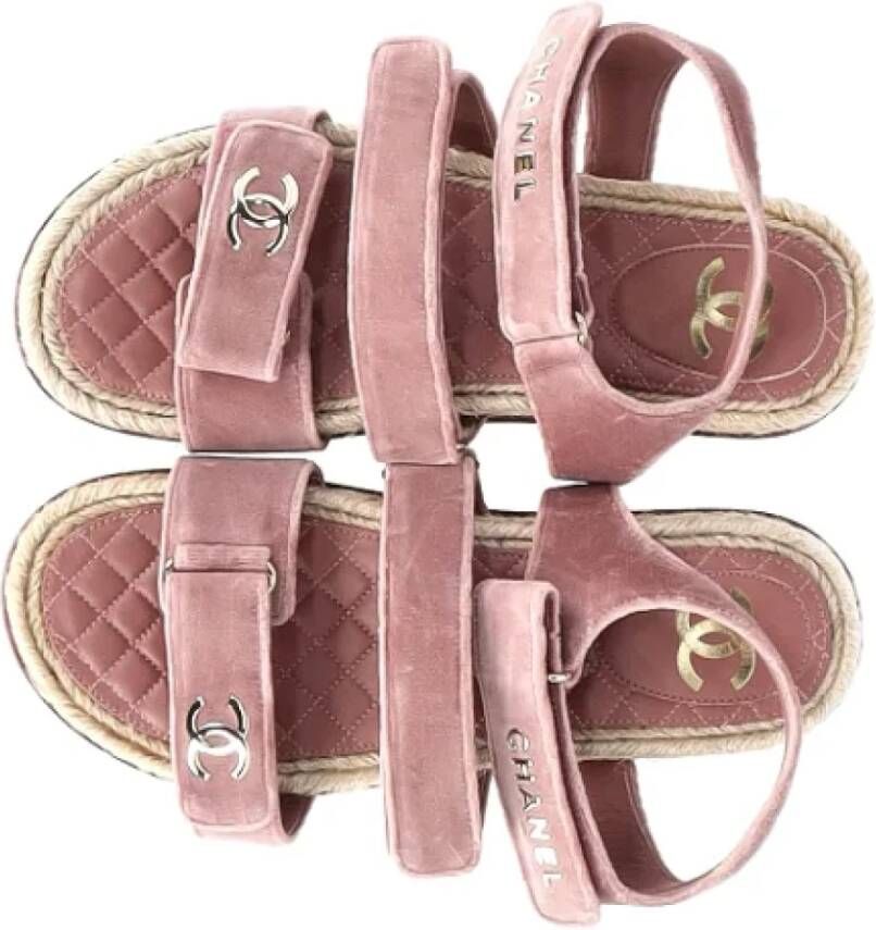 Chanel Vintage Pre-owned Velvet sandals Pink Dames