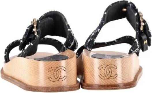 Chanel Vintage Pre-owned Wool sandals Black Dames