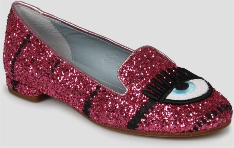 Chiara Ferragni Collection Glitter Ballerina Schoenen met Geborduurde Patches Pink Dames