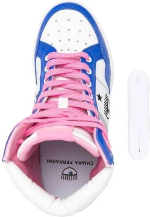 Chiara Ferragni Collection Wit Blauw Lage Top Sneakers