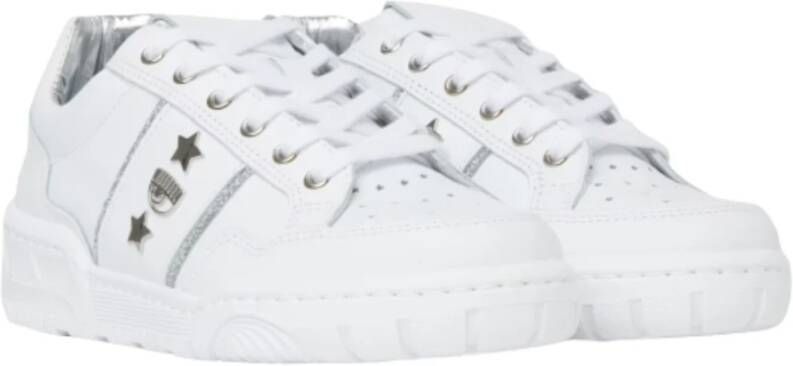 Chiara Ferragni Collection Witte Zilveren CF1 Lage Sneakers Wit Dames