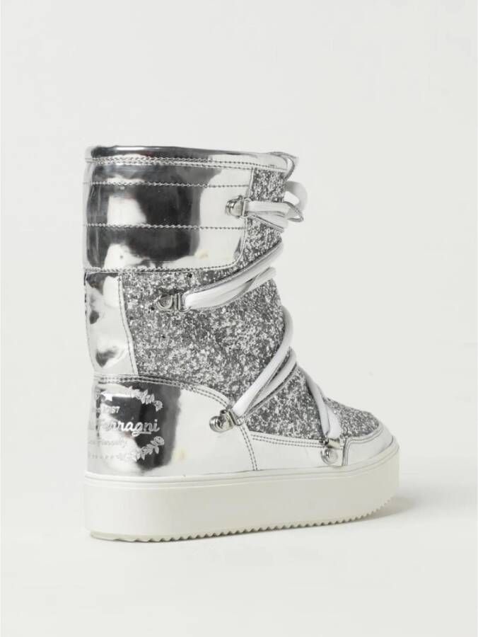 Chiara Ferragni Collection Zilver Glitter LaceUp Snow Boots