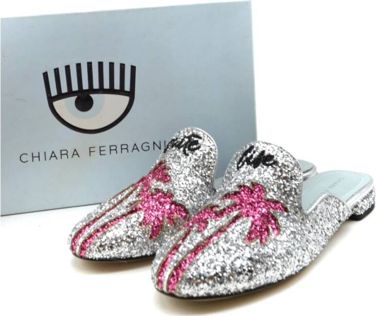 Chiara Ferragni Collection Zilveren Leren Sandalen Ss18 Gray Dames