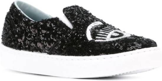Chiara Ferragni Collection Zwarte Paillet Slip-On Sneakers Black Dames