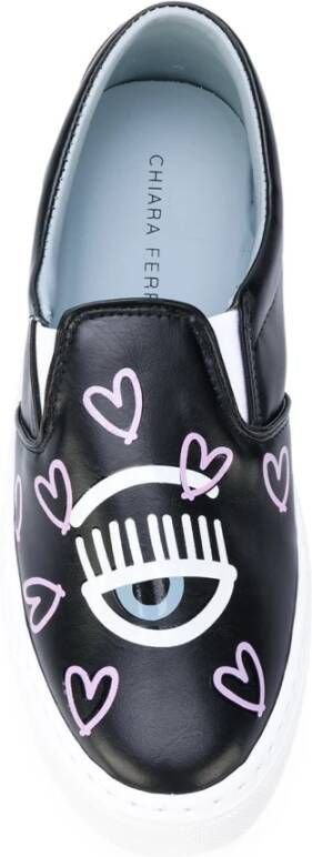 Chiara Ferragni Collection Zwarte Slip-On Hearts Sneakers Black Dames
