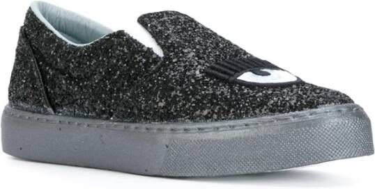 Chiara Ferragni Collection Zwarte Slip On Lips Stijlvolle Schoenen Black Dames