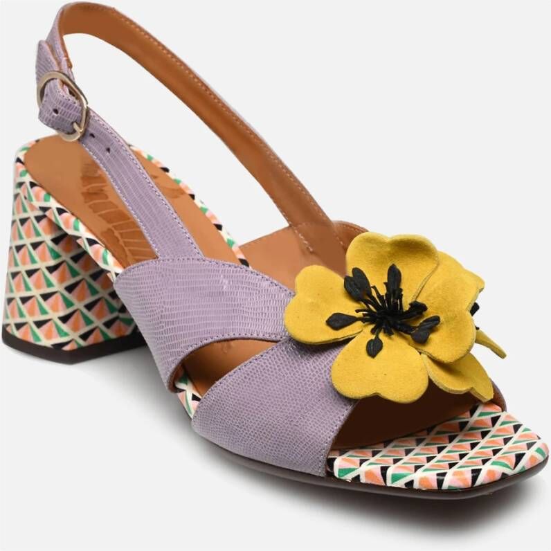 Chie Mihara Gedrukte Suède Sandalen in Meerkleurig Purple Dames