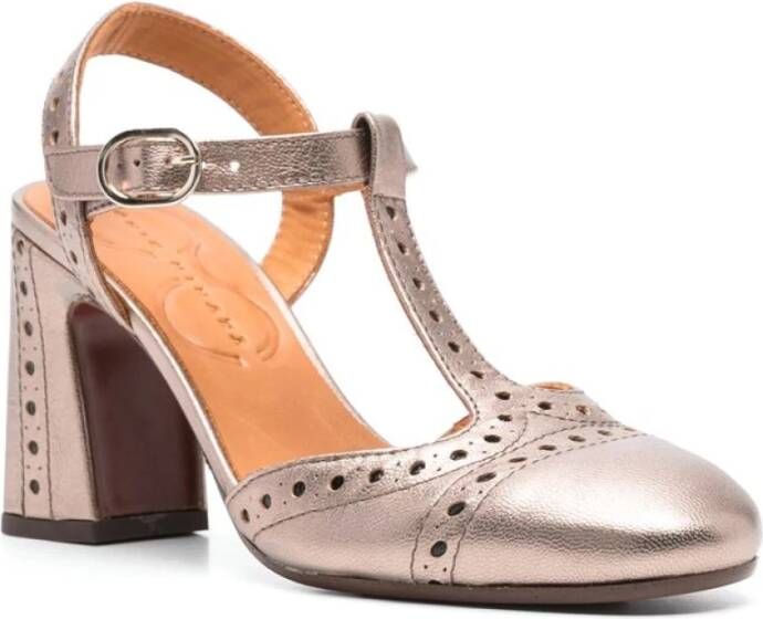 Chie Mihara Goudkleurige Gespband Hoge Hak Schoenen Yellow Dames
