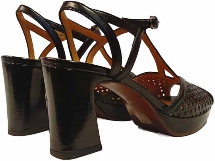 Chie Mihara Metallic leren enkelband sandalen Black Dames