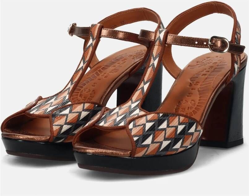 Chie Mihara Sandalen met geometrisch patroon en hak Brown Dames