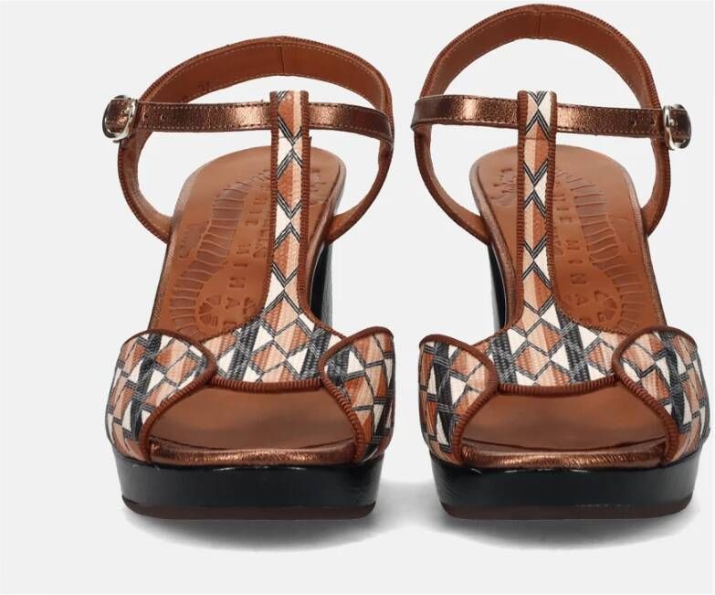 Chie Mihara Sandalen met geometrisch patroon en hak Brown Dames