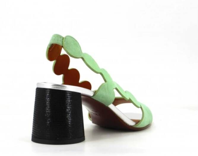 Chie Mihara Suède sandaal met Tejus-print hak Green Dames