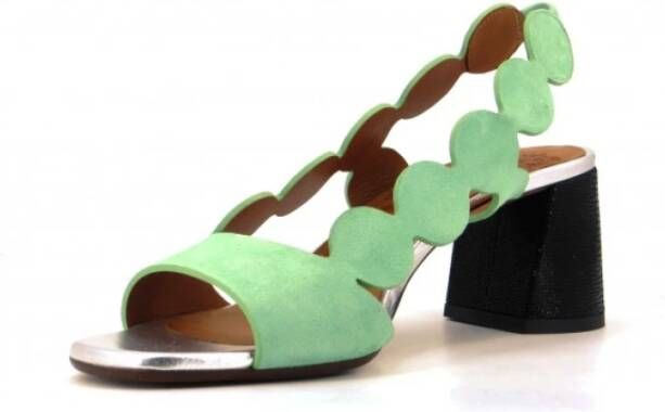 Chie Mihara Suède sandaal met Tejus-print hak Green Dames