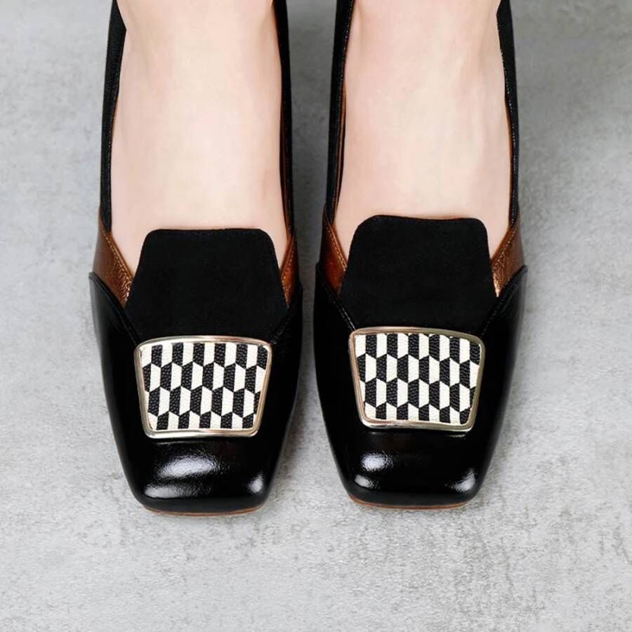 Chie Mihara Zwarte platte schoenen met geometrische print Zwart Dames