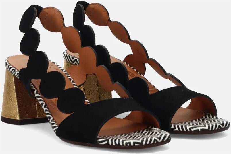 Chie Mihara Zwarte Suède Sandalen met Geometrisch Patroon Black Dames