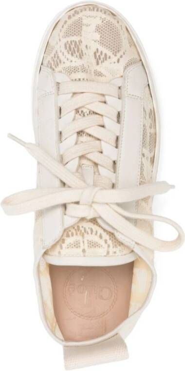 Chloé Beige Silk Nylon Sneakers