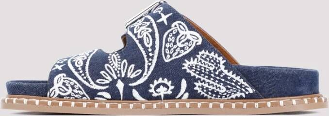 Chloé Blauwe Katoenen Platte Sandalen Multicolor Dames