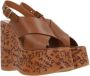 Chloé Bruine leren platform sandalen met enkelband Brown Dames - Thumbnail 3
