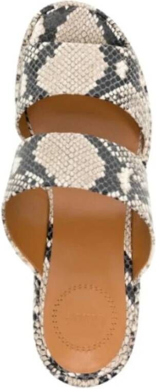 Chloé Bruine leren sandalen slangeffect bandjes