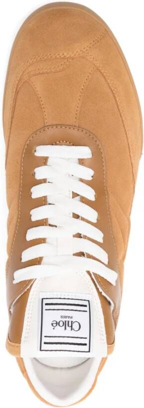 Chloé Bruine leren sneakers