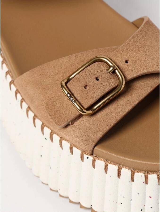 Chloé Bruine Open Teen Platte Sandalen