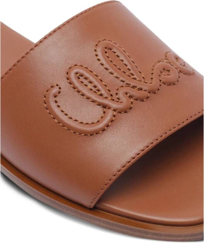 Chloé Bruine Platte Leren Schoenen