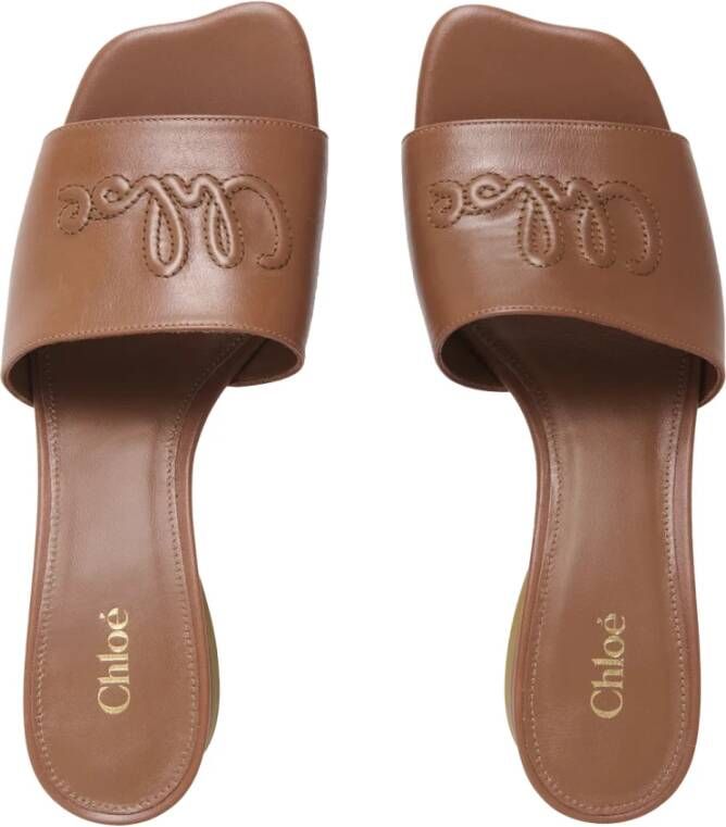Chloé Bruine Platte Leren Schoenen