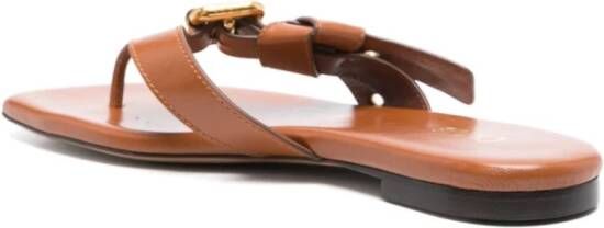 Chloé Bruine platte sandaal met gouden gesp Brown Dames