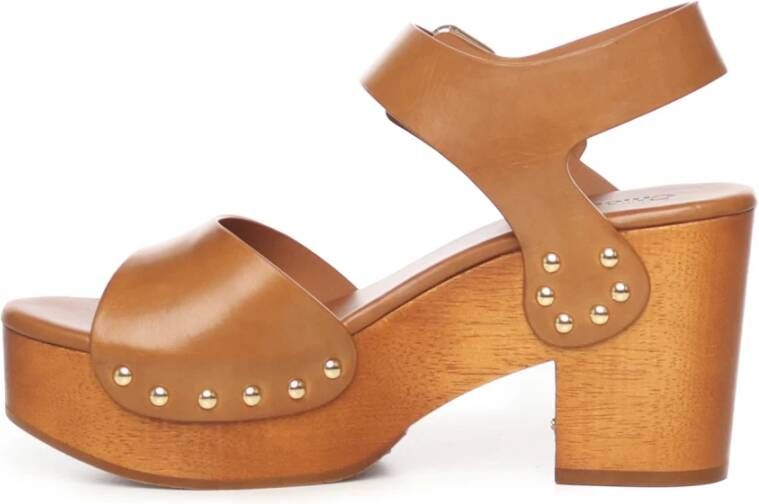 Chloé Gemberbruine leren enkelband sandalen