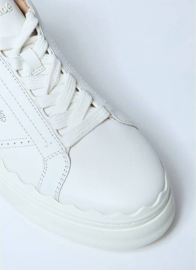 Chloé Geperforeerd Logo Leren Sneakers White Dames