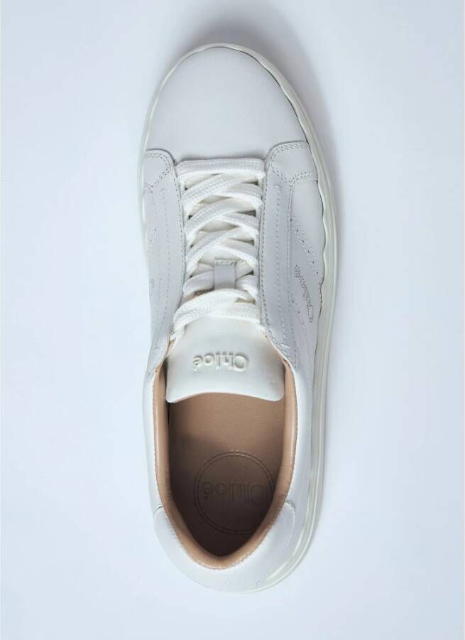 Chloé Geperforeerd Logo Leren Sneakers White Dames