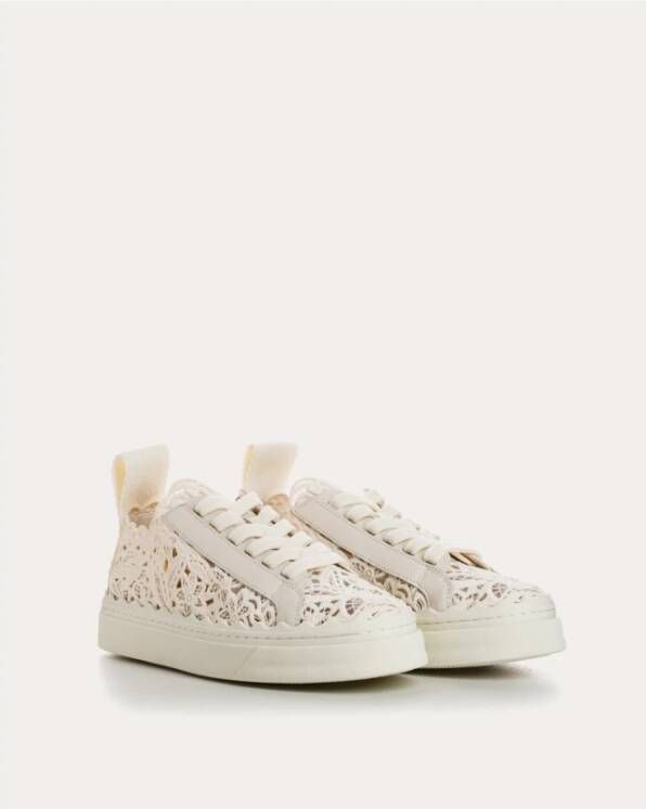 Chloé Kanten Detail Roze Sneakers White Dames