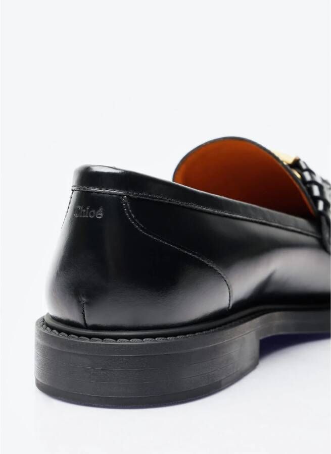Chloé Leren Amandelteen Loafers Gestapelde Hak Black Heren