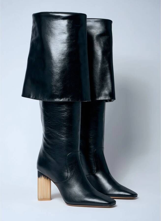 Chloé Leren laarzen met hoorn-effect hak Black Dames