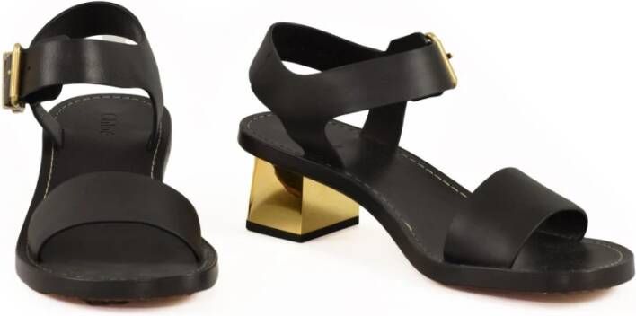Chloé Leren sandaal met leren zool Black Dames