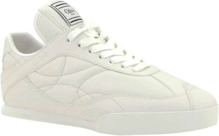 Chloé Logo Patch Leren Sneakers Veters White Dames