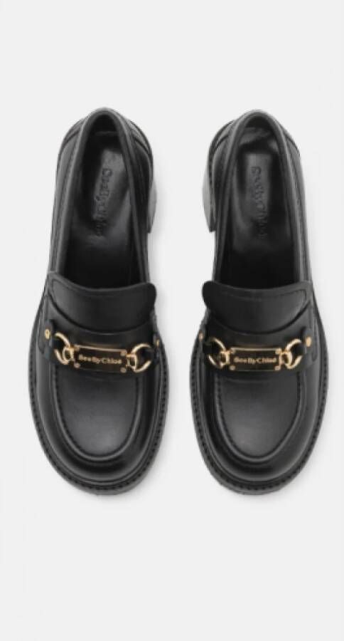 Chloé Luxe Montpellier Coqueline Boutique Mocassins Zwart Goud Black Dames