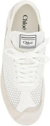 Chloé Mesh en Suede Veterschoenen White Dames