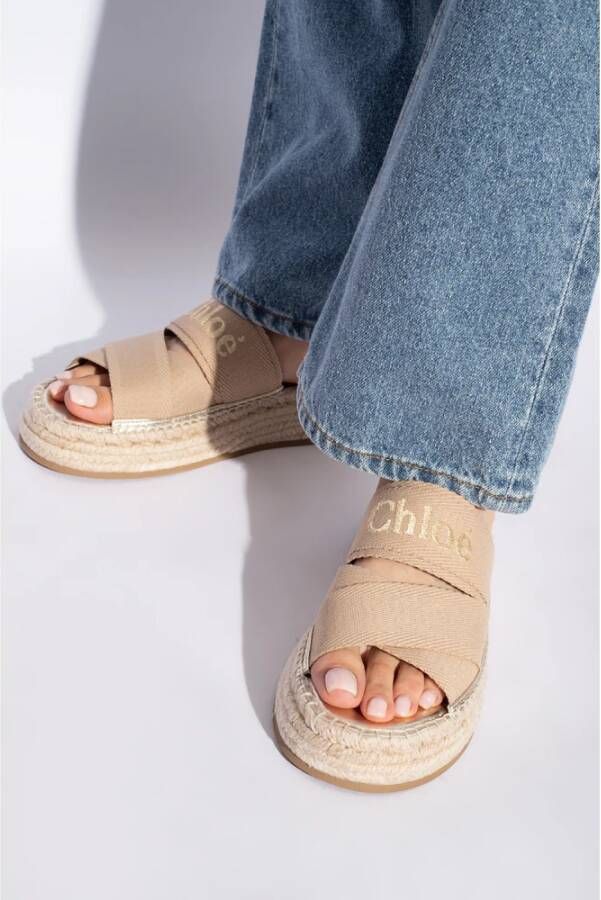 MILA FLAT SLIDES 5 CM IN BEIGE EICRU CALFSKIN AND RE-NYLON